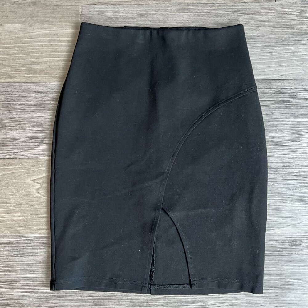 Alice & UO Black Curved Hem Crossover Pencil Skirt Office Modern Size XS